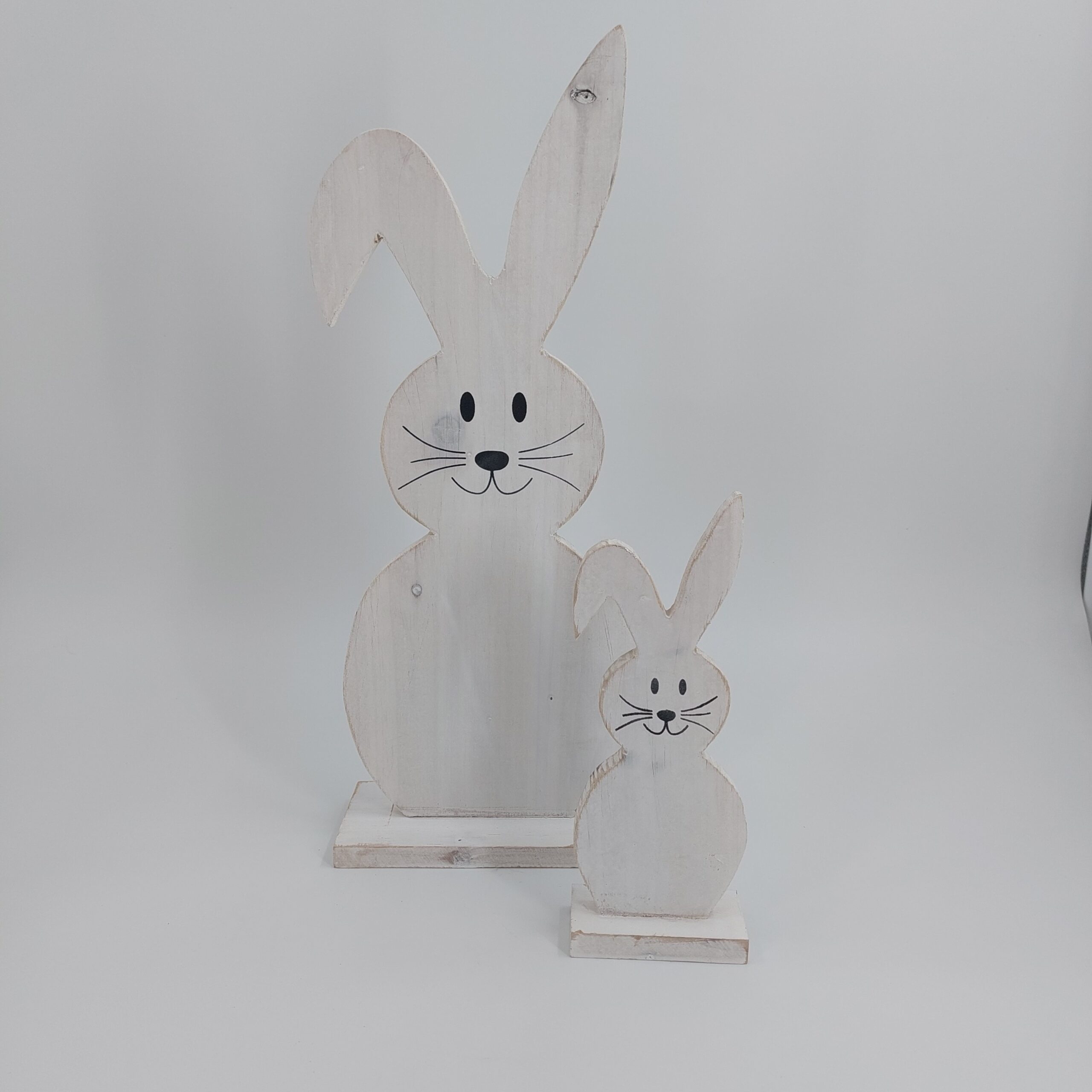 Hase aus Holz / stehend / weiß