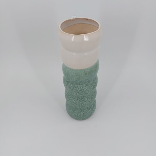 Vase / mintfarbig /cremeweiß – Bild 2